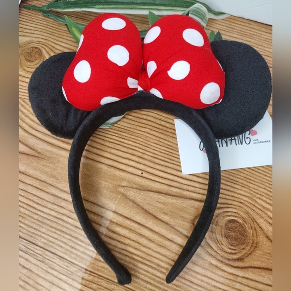 Mouse Ears Party Headband With Red Polka Dot Bow - Picture 3 of 6